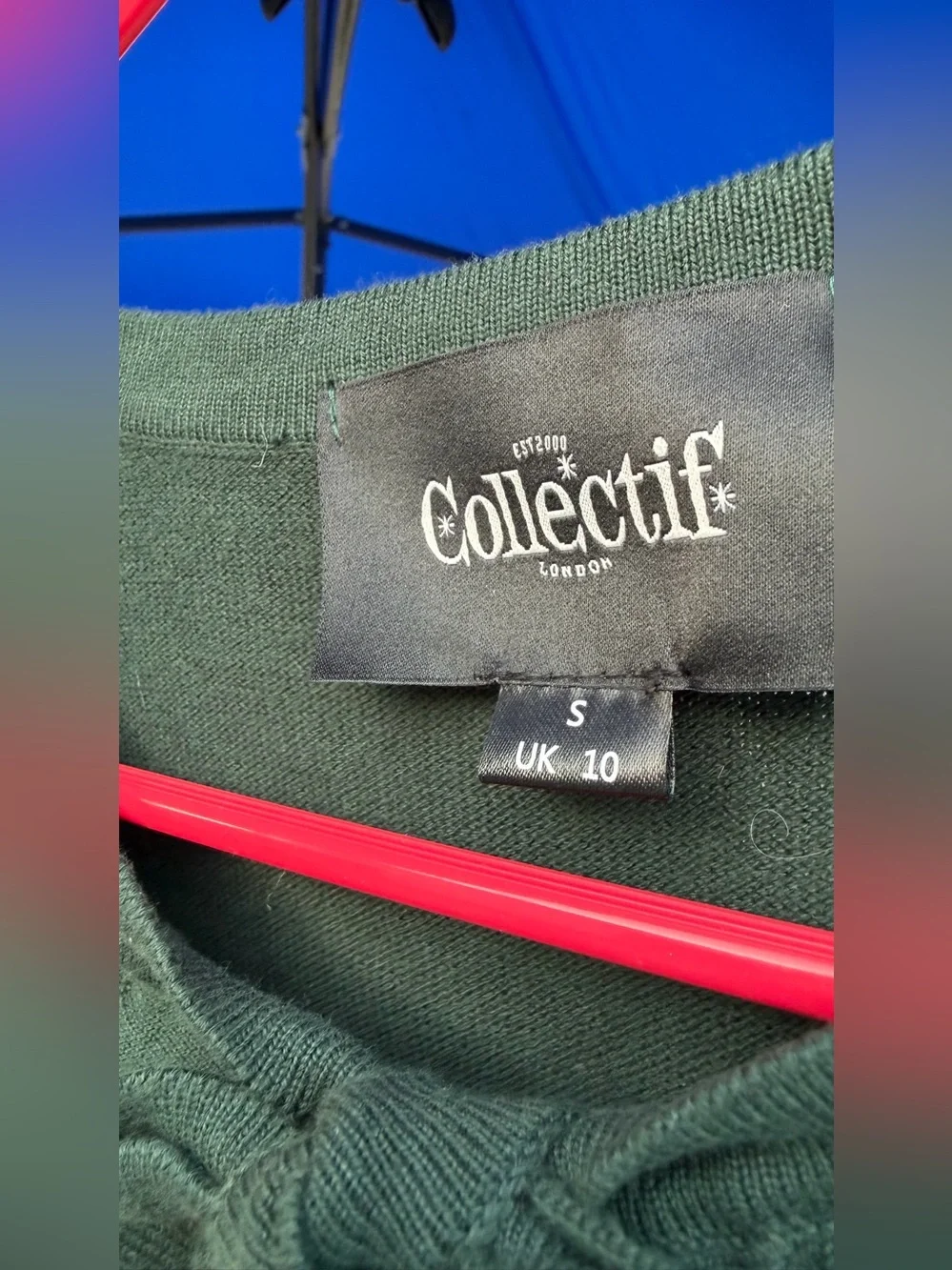 Collectif Dark Green cardigan w/ apples sz S